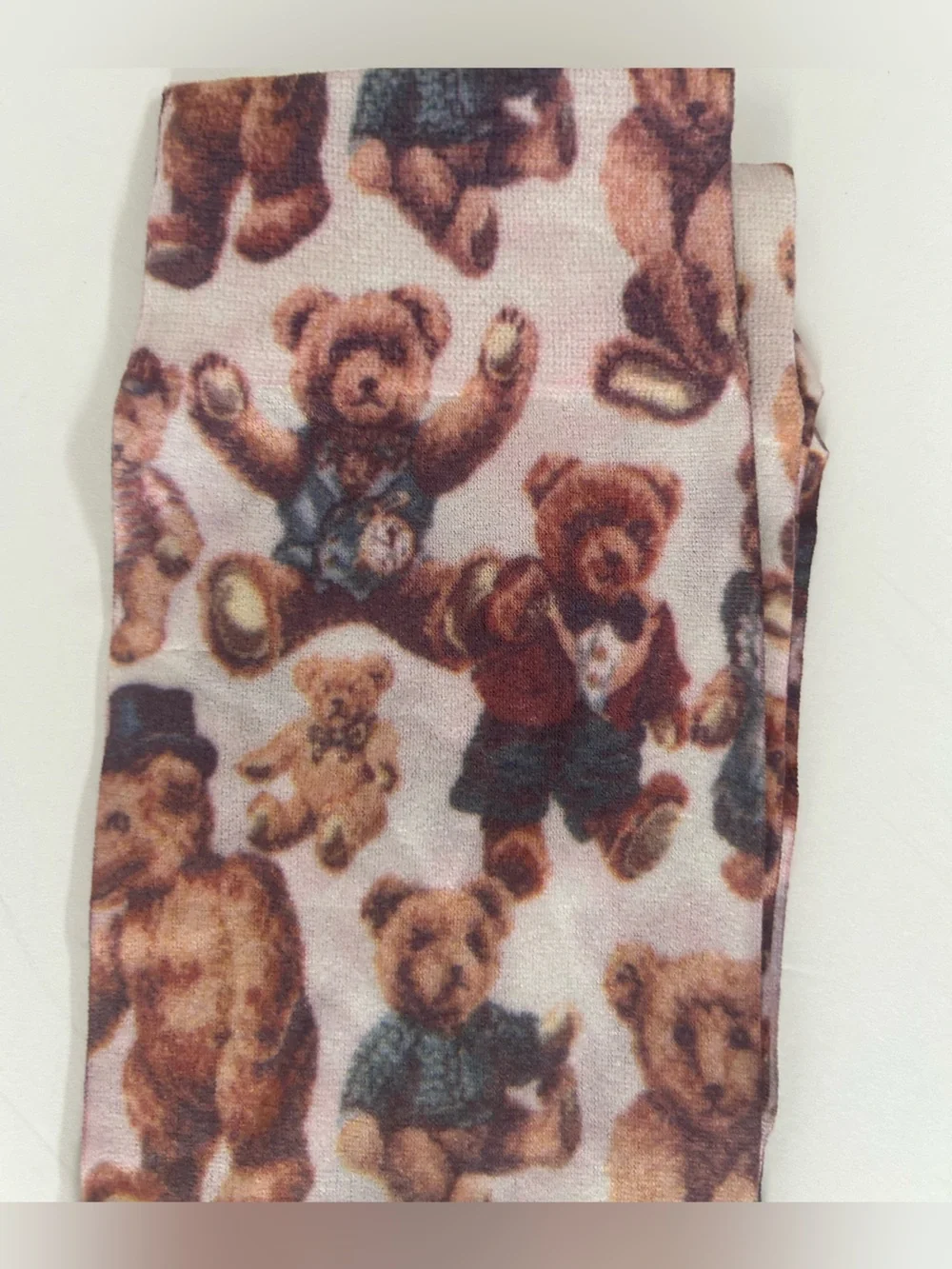 Calvin Klein Velvet Opaque Teddy Bear Print Dress Socks- Brown, Pink, Cream